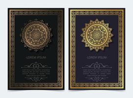 carte de voeux sombre mandala de luxe vecteur