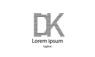 lettre de vecteur initiale dk création de logo typhographie simple