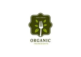 insigne d'ingrédients biologiques, insigne d'icône de logo d'aliments biologiques frais vecteur