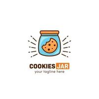 pot de cookies cookie logo à l'intérieur d'un pot en verre icône symbole vecteur modèle