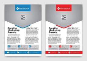 couleur bleue et rouge créative, moderne, accrocheuse et professionnelle conception de modèle de flyer d'entreprise ou d'entreprise avec vecteur de mise en page rectangle, cercle et triangle