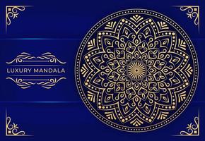 fond de mandala de luxe avec motif arabesque, design ornemental doré style oriental islamique arabe, mandala pour bannière, couverture, affiche, brochure, flyer, carte de mariage, décoration de yoga vecteur