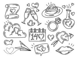 doodle clipart saint valentin vecteur