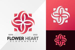 Fleur coeur ornement logo design modèle d'illustration vectorielle vecteur