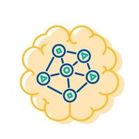 signe de réseau sur l'analyse des médias sociaux de l'icône du cerveau vecteur