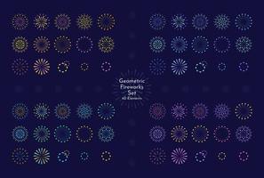 ensemble de différents feux d'artifice plats géométriques colorés vecteur