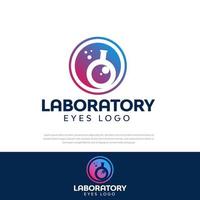 illustration moderne de logo d'oeil de laboratoire avec l'optique ou les modèles, les symboles, les icônes, les illustrations de conception vecteur
