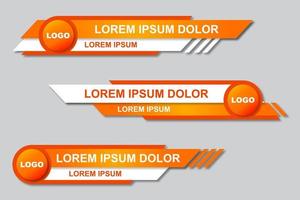 conception de modèle de bannière tiers inférieur élégant moderne. ensemble graphique de bannières de tiers inférieurs d'actualités diffusées pour la télévision. titre du titre de la vidéo vectorielle vecteur