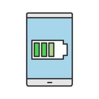 icône de couleur de batterie de smartphone. Batterie en charge. illustration vectorielle isolée vecteur
