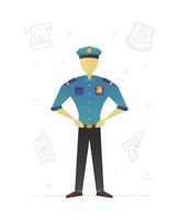 conception de personnage plat de policier. officier de police. flic. illustration vectorielle isolée vecteur