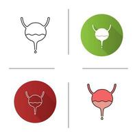 icône de la vessie, de l'uretère et de l'urètre. système urinaire. design plat, styles linéaires et de couleur. illustrations vectorielles isolées vecteur
