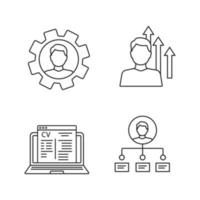 reprendre le jeu d'icônes linéaires. compétences professionnelles, croissance personnelle, demande d'emploi en ligne, capacités. symboles de contour de ligne mince. illustrations de contour de vecteur isolé. trait modifiable