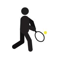 personne jouant au tennis silhouette icône. homme avec raquette de tennis et balle. illustration vectorielle isolée vecteur