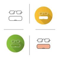 icône de cas de lunettes. design plat, styles linéaires et de couleur. boîte à lunettes. illustrations vectorielles isolées vecteur