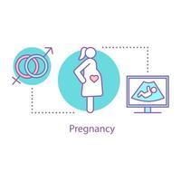 icône de concept de grossesse. femme enceinte idée fine ligne illustration. échographie. suivi médical de la grossesse. dessin de contour isolé de vecteur
