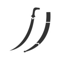 icône de glyphe d'épée de cimeterre. sabre. arme musulmane. culture islamique. symbole de silhouette. espace négatif. illustration vectorielle isolée vecteur