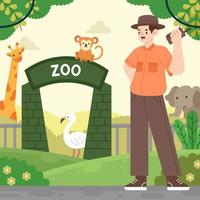 gardien de zoo avec art conceptuel d'animaux vecteur