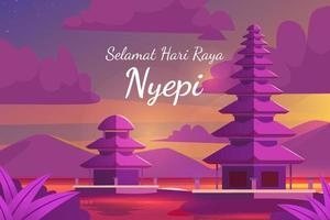 pura balinais au jour de nyepi vecteur