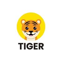 joli logo de tigre adapté à une entreprise de jouets vecteur