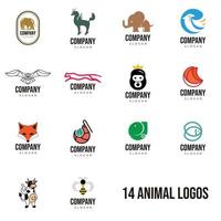 14 logos d'animaux haut de gamme adaptés à tous les besoins de votre entreprise vecteur