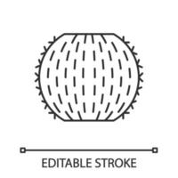 icône linéaire de cactus de baril. échinocactus et férocactus. cactus en forme de tonneau. flore amérindienne. illustration de la ligne mince. symbole de contour. dessin de contour isolé de vecteur. trait modifiable vecteur