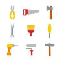 Outils de réparation à plat mis en illustration vectorielle sur blanc vecteur