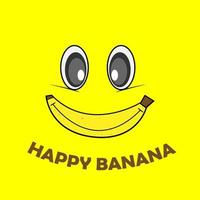 création de logo de modèle de banane avec expression de sourire vecteur