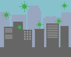 illustration vectorielle conception du coronavirus entourant toute la ville vecteur