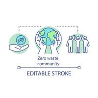 gestion des déchets, éco, icône de concept de mode de vie convivial. choix et communauté zéro déchet, illustration de la ligne mince de l'idée de protection de l'environnement. dessin de contour isolé de vecteur. trait modifiable vecteur