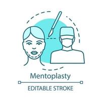 icône de concept de mentoplastie. menton remodeler l'illustration de la ligne mince de l'idée. opération cosmétique faciale en plastique. dessin de contour isolé de procedure.vector chirurgicale. trait modifiable vecteur