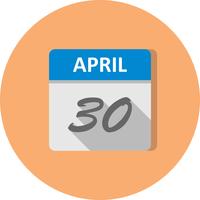 Calendrier du 30 avril sur un seul jour vecteur