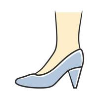 icône de couleur bleue de chaussures à talons coniques. conception de chaussures formelles élégantes pour femme. talons hauts empilés décontractés pour femmes, escarpins modernes de luxe. mode de bureau, accessoire vestimentaire. illustration vectorielle isolée vecteur