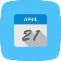 21 avril Date sur un calendrier à jour unique vecteur