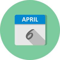 6 avril Date sur un calendrier d&#39;une journée vecteur