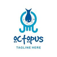 création de logo de poulpe avec poisson vecteur
