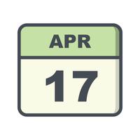 17 avril Date sur un calendrier d&#39;une journée vecteur