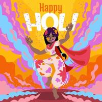 joyeuse danse de holi célébrer vecteur