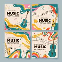 publication sur les réseaux sociaux du festival de musique coloré vecteur