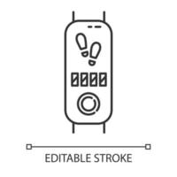 tracker de remise en forme avec icône linéaire de compteur de pas. illustration de la ligne mince. appareil de bien-être avec podomètre. gadget de mode de vie actif. symbole de contour. dessin de contour isolé de vecteur. trait modifiable vecteur