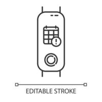 tracker de fitness avec icône linéaire d'option de notifications de calendrier. illustration de la ligne mince. appareil de bien-être avec planificateur d'événements numérique. symbole de contour. dessin de contour isolé de vecteur. trait modifiable vecteur