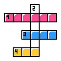 icône de couleur de grille de mots croisés. puzzle de mots. quiz. exercice mental. défi. connaissances, test d'intelligence. casse-tête. résolution de problème. recherche de solution. illustration vectorielle isolée vecteur