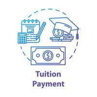 icône de concept de paiement des frais de scolarité. coût de l'éducation. subvention financière. investissement dans le savoir. compter l'illustration de la ligne mince de l'idée du fonds d'épargne universitaire. dessin de contour isolé de vecteur