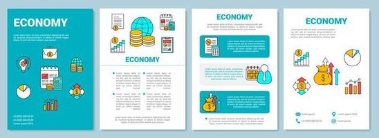 mise en page du modèle de brochure économique. fabrication et commercialisation. flyer, conception d'impression de livret avec des illustrations linéaires. mises en page vectorielles pour magazines, rapports annuels, affiches publicitaires vecteur