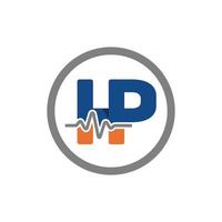 logo de l'emblème de la santé avec la lettre hp vecteur