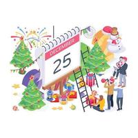 calendrier et accessoires de décoration vecteur