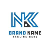 lettre de conception de logo monogramme nk vecteur