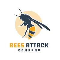 abeilles attaquant la conception de logo animal vecteur