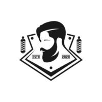 création de logo vintage de salon de coiffure pour hommes vecteur