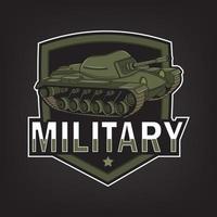vecteur de conception de logo de mascotte militaire, impression d'emblème et de t-shirt. illustration de char militaire.