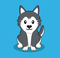 chien mignon assis illustration vectorielle de dessin animé. style cartoon plat. vecteur de dessin animé husky sibérien.